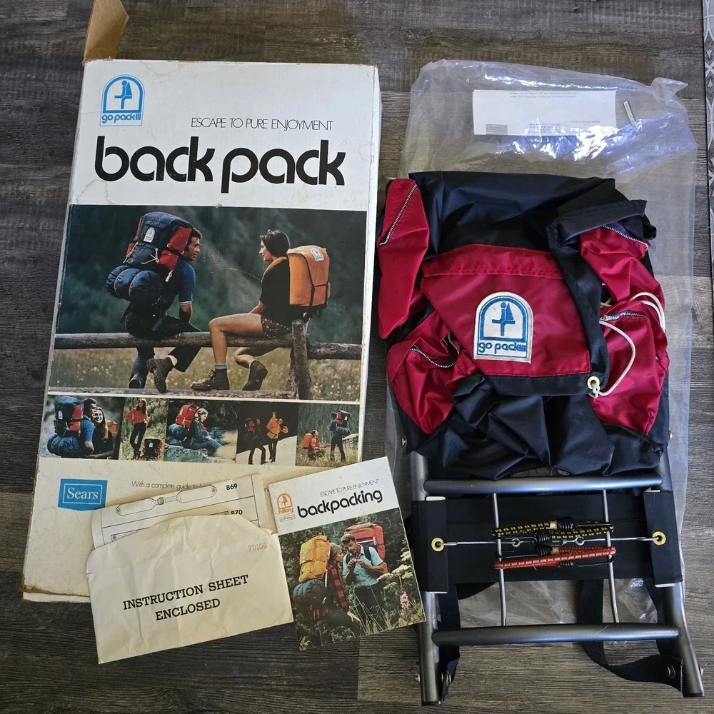 Vintage Sears Go Pack III Backpack Nylon External Aluminum Frame Japan Box Prop